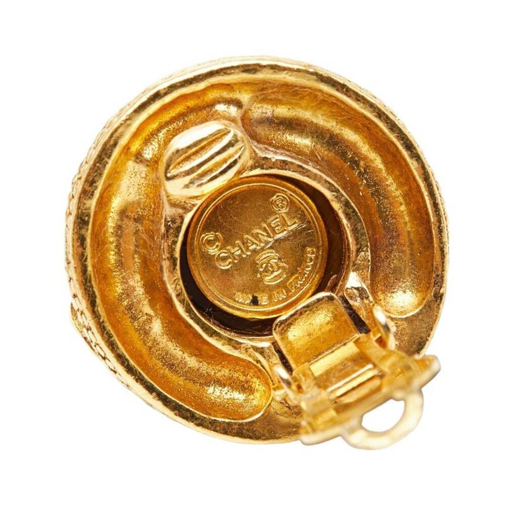 CHANEL Authentic Gold Logo Earrings - Picture 4 of 5